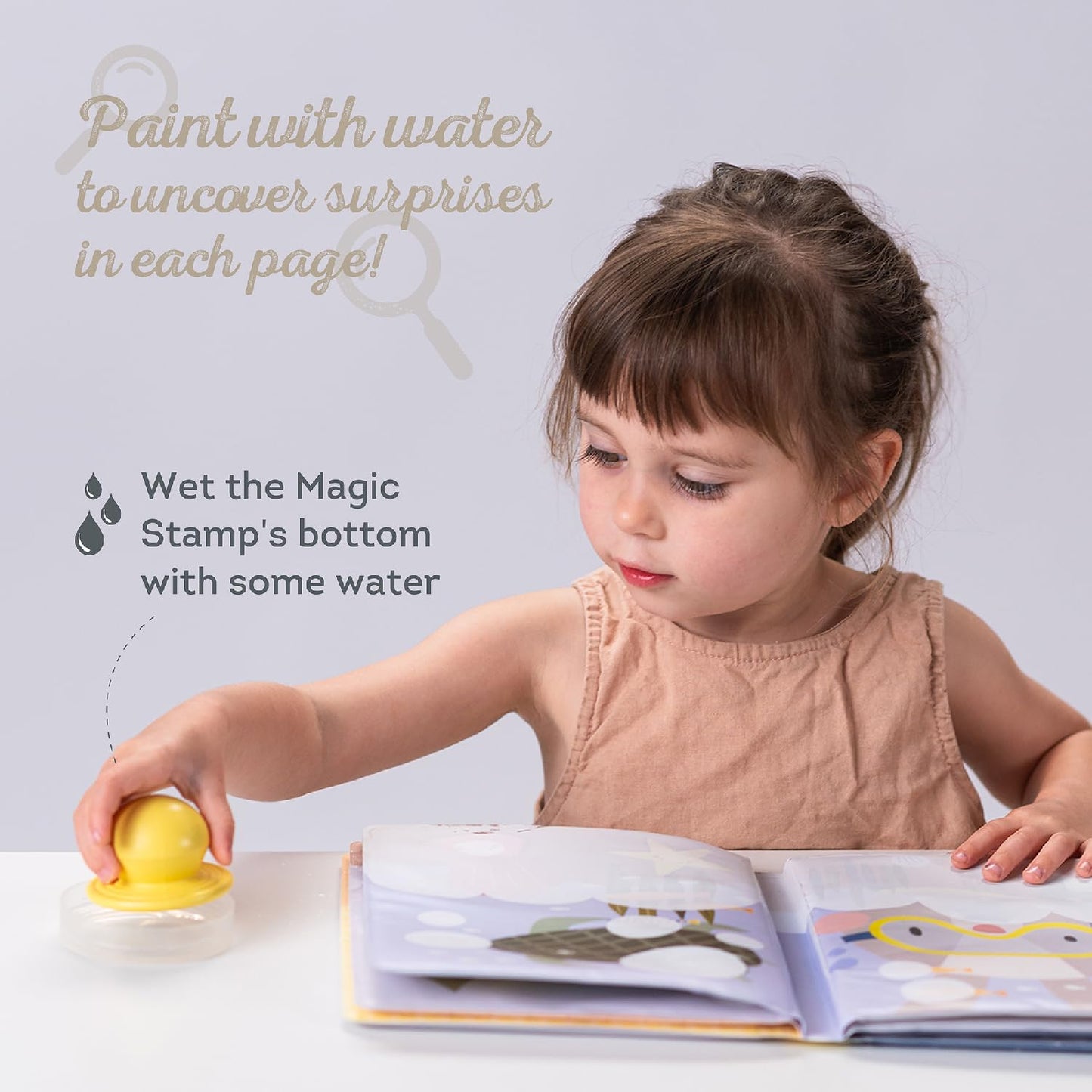 Taf Toys water reveal pad with Magic Stamp Interactive Reusable Water-Reveal Activity book for Toddlers 18 month, Non-Toxic & Quick-Drying Baby water magic for Toddler and Infants, Perfect Shower Gift