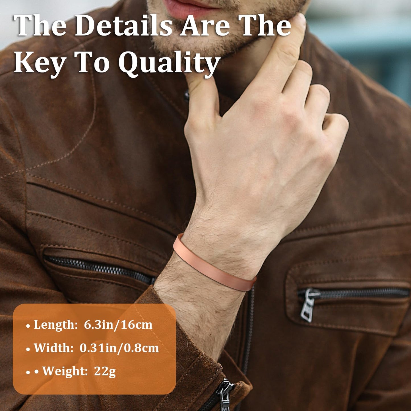 MagEnergy Copper Bracelet for Men and Women, 99.9% Pure Copper Magnetic Bangle with 8pcs 3500 Gauss Magnets,6.3" Adjustable Jewelry