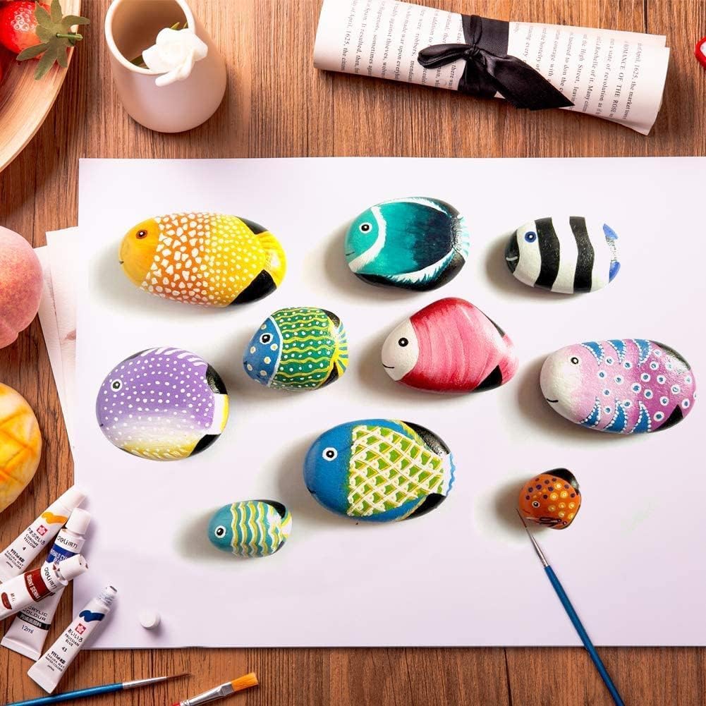 Lifetop 50 PCS Rocks Bulk for Painting, 2"-3" Natural River DIY Flat & Smooth Kindness Stones for Crafts, Decoration, Medium Rocks for Painting,Hand Picked