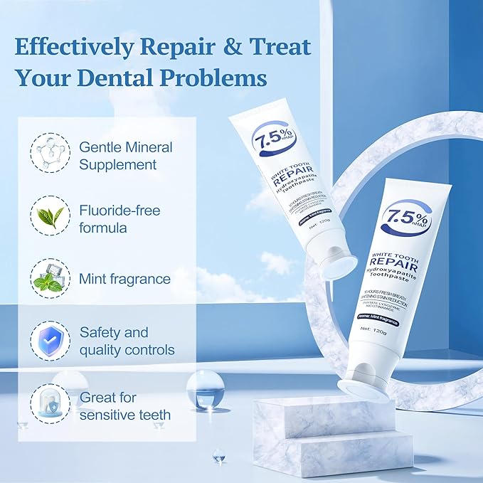Hydroxyapatite Toothpaste, Nano Hydroxyapatite Toothpaste for Enamel Protection and Tooth Strengthening, Fresh Mint Flavor, Promotes Fresh Breath, Daily Use for Oral Health 3 Pack