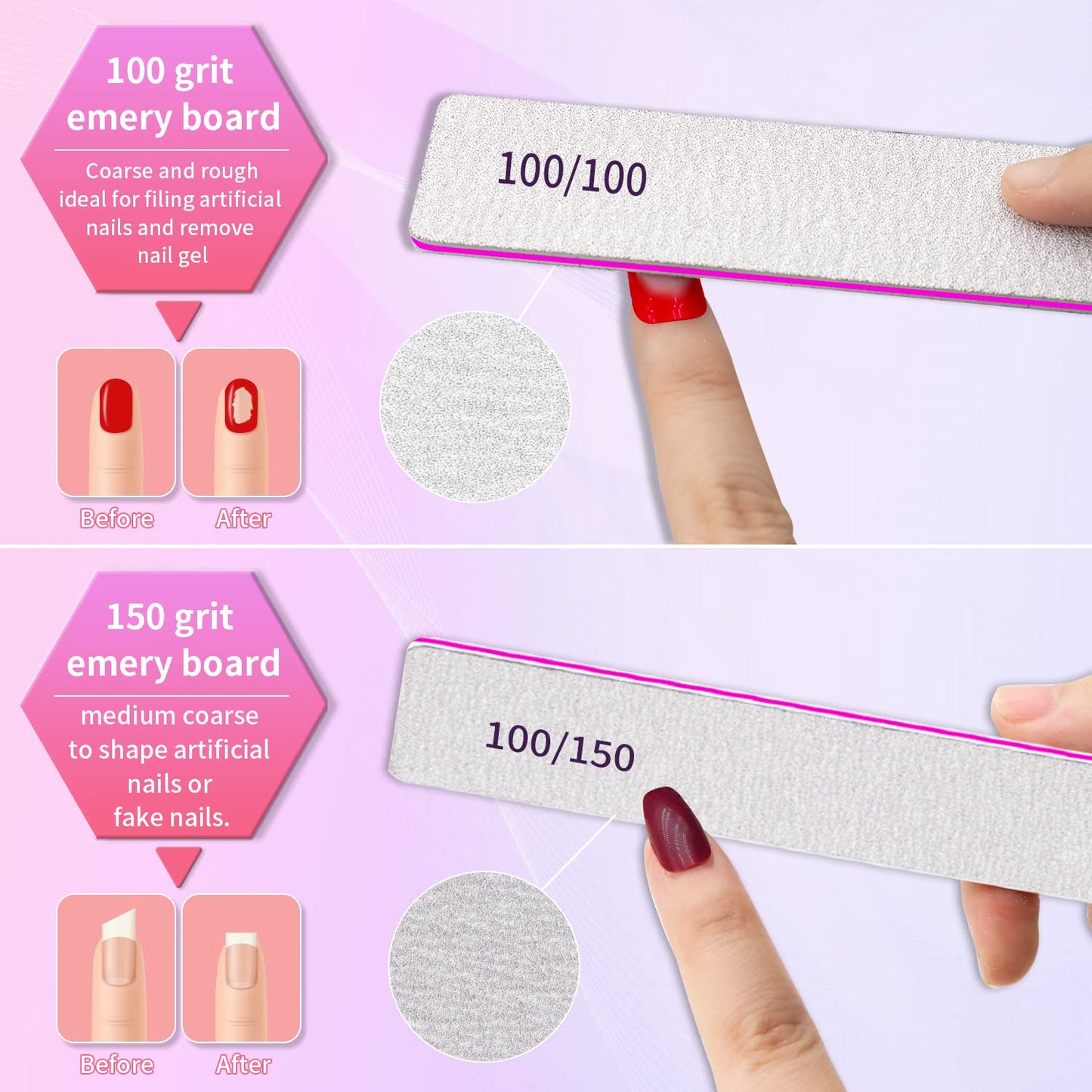 80/80 Grit Double Sided File, 25Pcs Rough Files for Acrylic Nails, Coarse Square Jumbo, Heavy Duty for Gel Nails, Premium Manicure Tools for Home and Salon