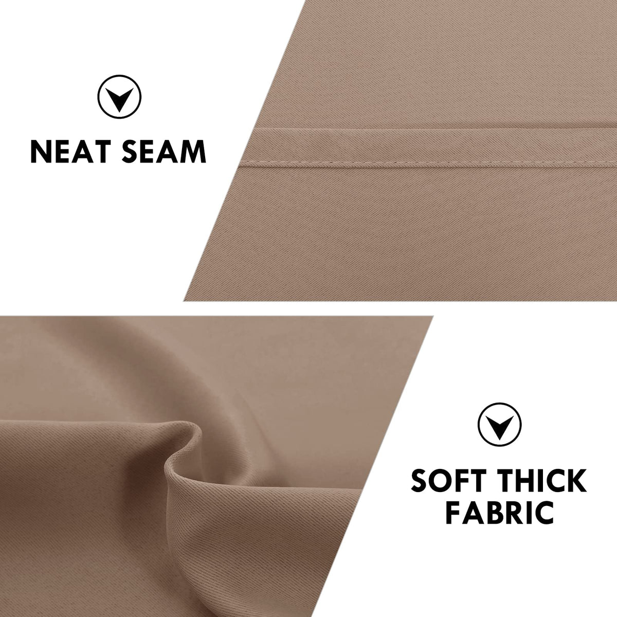 Blackout Curtains for Bedroom Living Room 38 x 63 Inch Long Khaki (2 Count)