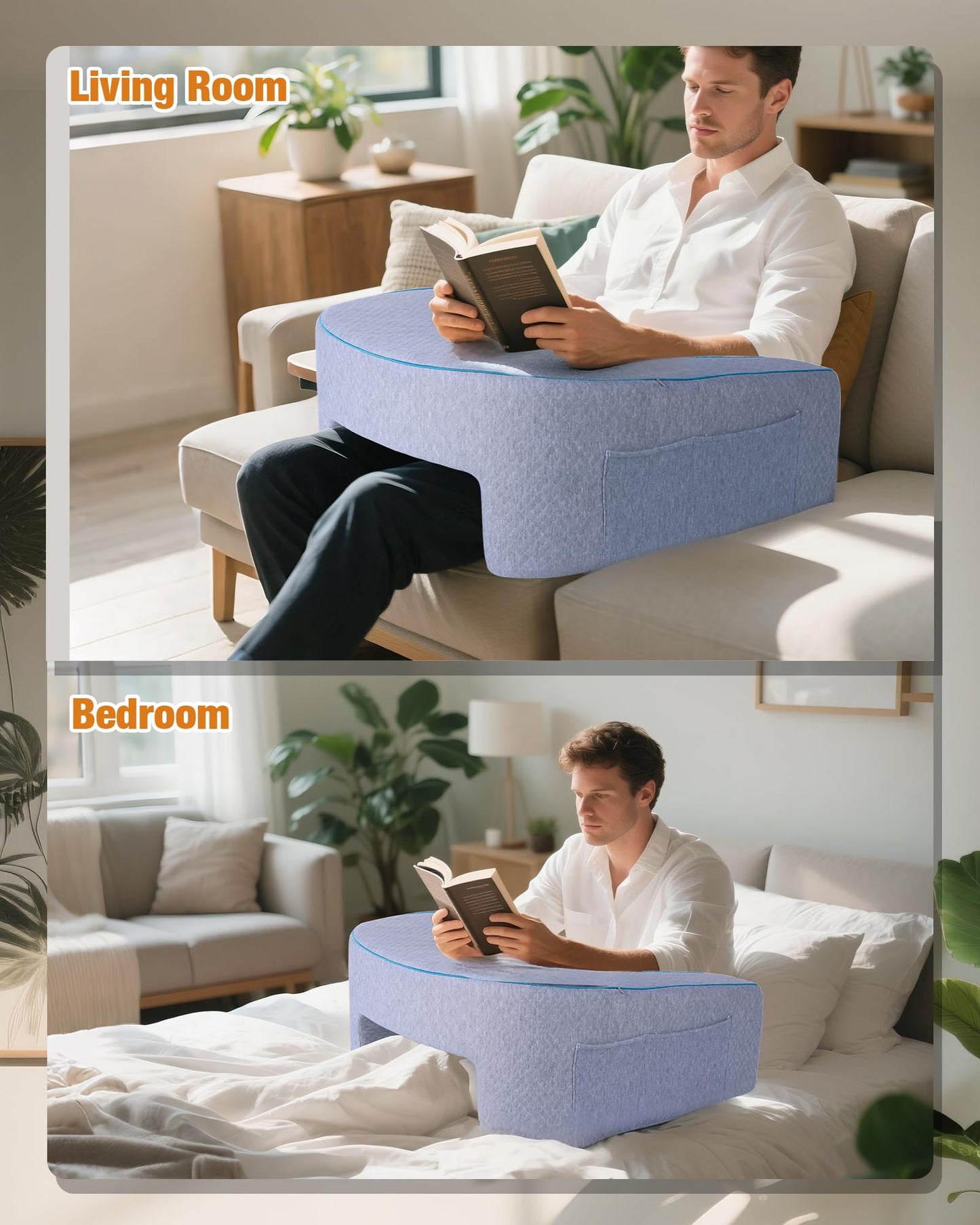 ASIEIT Extra Large Reading Pillow for Game, Ergonomic Laptop Pillow for Adults, Memory Foam Lap Desk Gaming Pillow for Reading, Working, Switch Gaming, Crocheting or Sitting in Bed, Floor Sofa