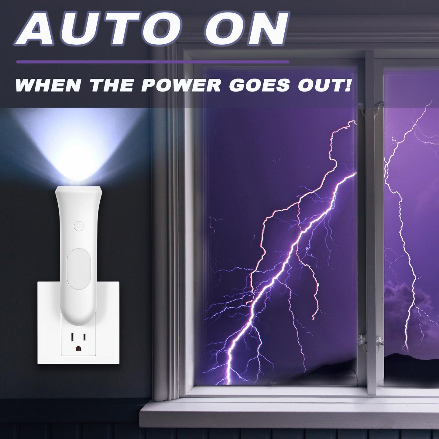ROSSEX 4 in 1 Emergency Lights for Home Power Failure, 3 Pcs Rechargeable LED Flashlight Plug in Wall, Automatic Turn-On Power Outage Night Light Flashlight for Hurricane Preparedness Items