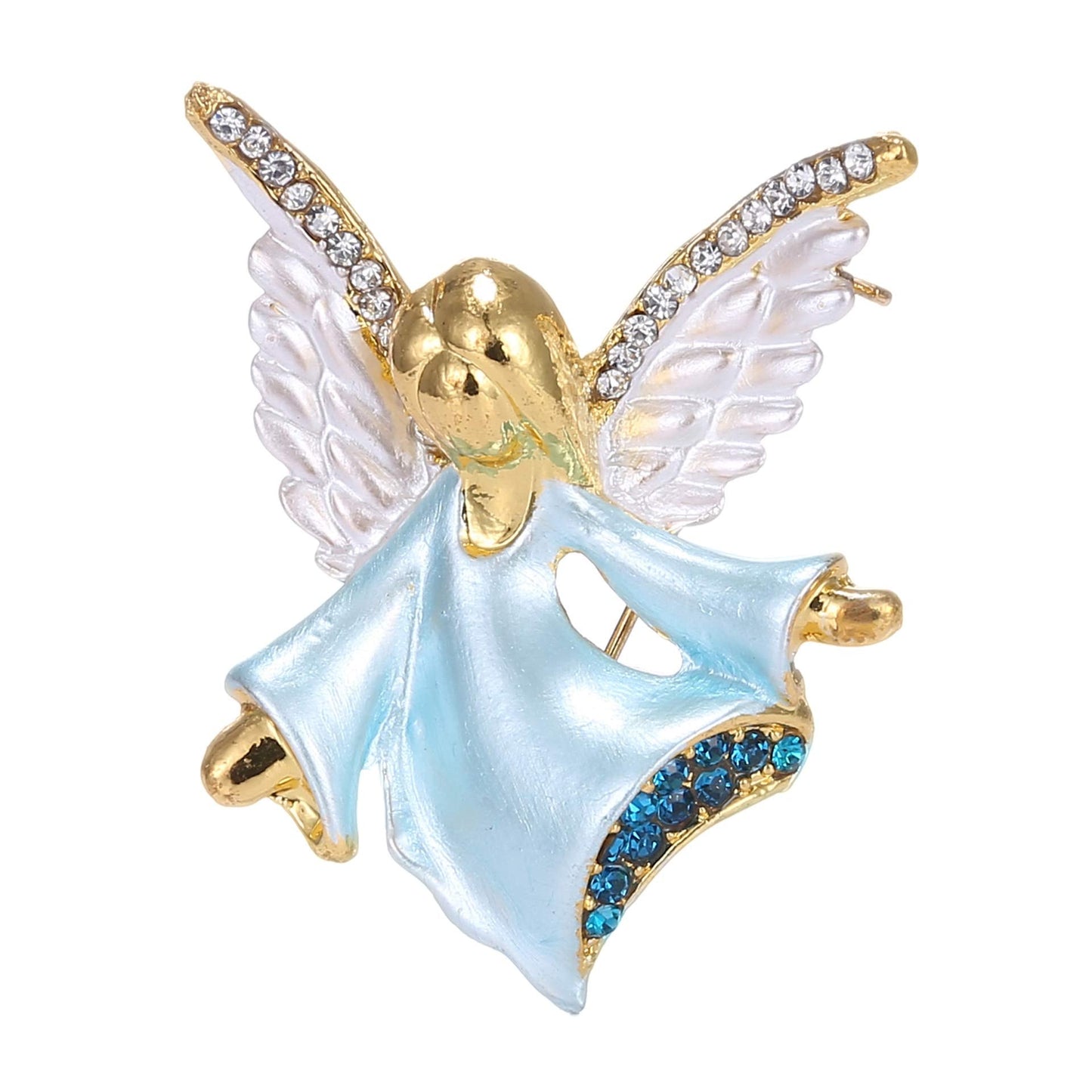 Connie Cloris Women Crystal Angel Brooch Pin (Blue Angel -E02)
