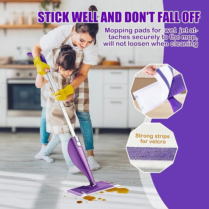 Mop Pad Refills Compatible with Swiffer WetJet Spray Mop, Wet Jet Mopping Pads for All Purpose Multi-Surface Hardwood Floor Cleaning, 4 Layers Thickened and Super Absorbent, 20 Count