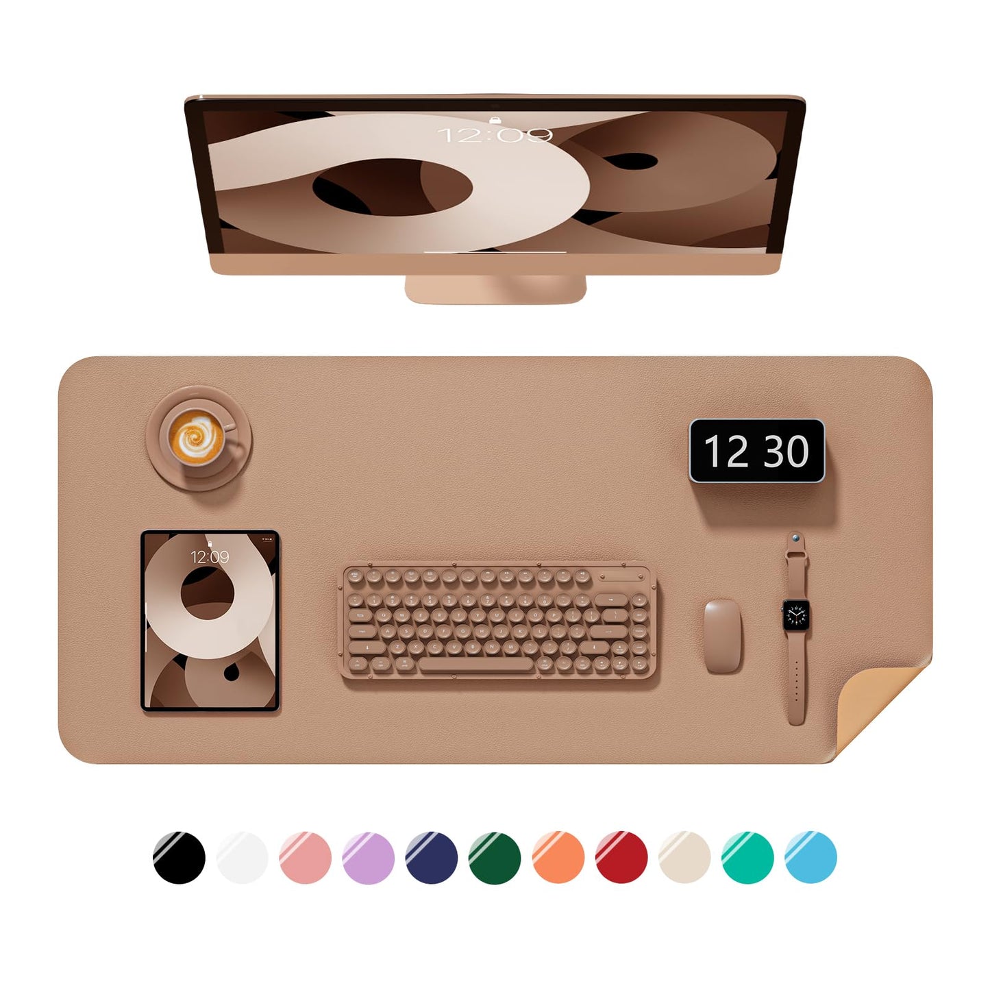 Niniubye Desk Pad, 35.5" x 17" PU Leather Non-Slip Desk Mat Large Mouse Pad for Desktop, Waterproof Laptop Computer Writing Mat for Office, Home, Work, Gaming, Champagne Gold