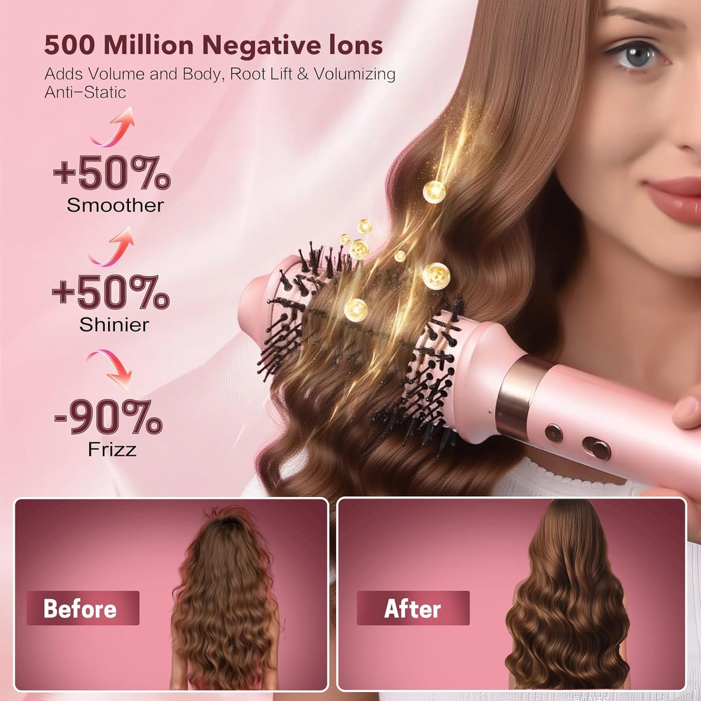 StyleVibe 6-in-1 Multi-Styler, Blow Dryer Brush & Thermal Brush with Auto Wrap Curl L/R, Fast Drying, Smooth Blowouts, Root-Lift Volume, No Heat Damage Frizz-Free Air Styler with Travel Bag