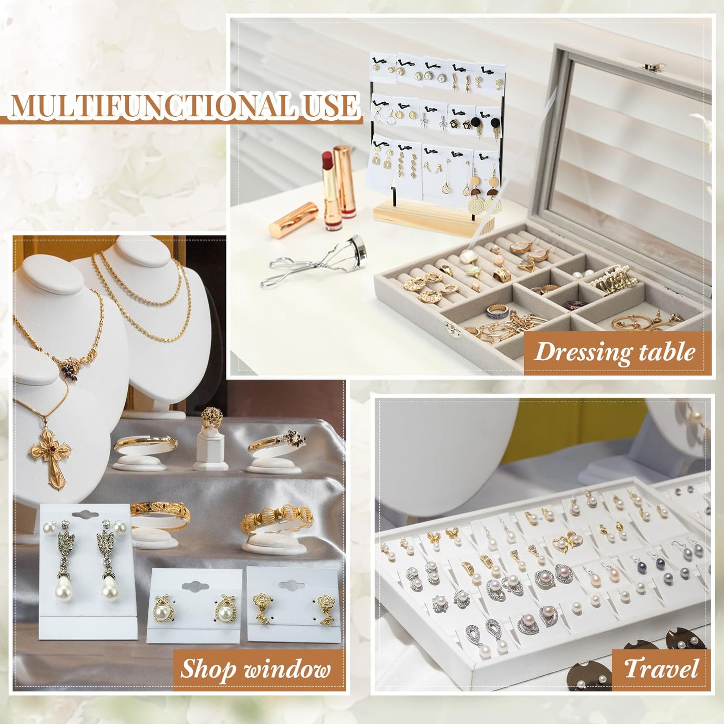 Tondiamo 200 Pcs White Velvet Plastic Earring Display Cards for Vendors 2'' x 2'' and 2'' x 4'' for Selling Earring Display Cards Holder Bulk for Ear Studs Jewelry Accessories