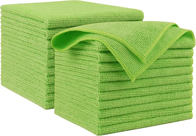 AIDEA Microfiber Cleaning Cloth, 20PK, Microfiber Towels for Cars, Premium All Purpose Car Cloths, Dusting Cloth Cleaning Rags, Absorbent Towels for SUVs, House, Kitchen, Window, 12"×12", Green