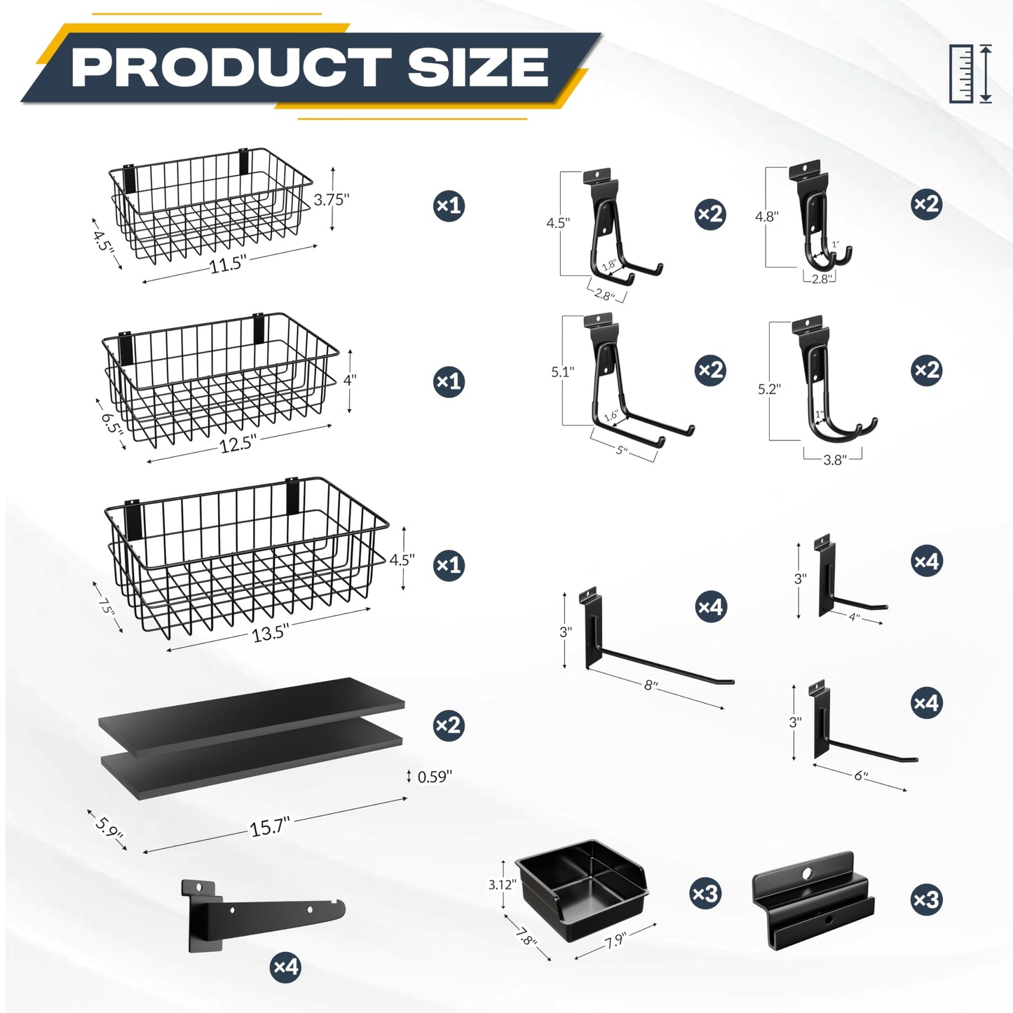 FOFARY 35Pcs Slatwall Accessories Kit, with Slatwall Hooks, Baskets, Shelves, Bins, Heavy Duty Slat Wall Accessory for Garage Organization, Workshop & Utility Room