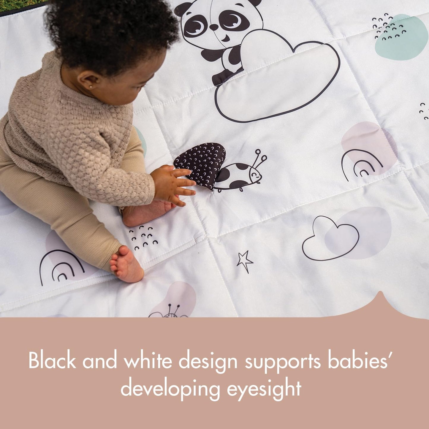 Tiny Love Black & White Décor Collection XL Outdoor Mat, Black & White