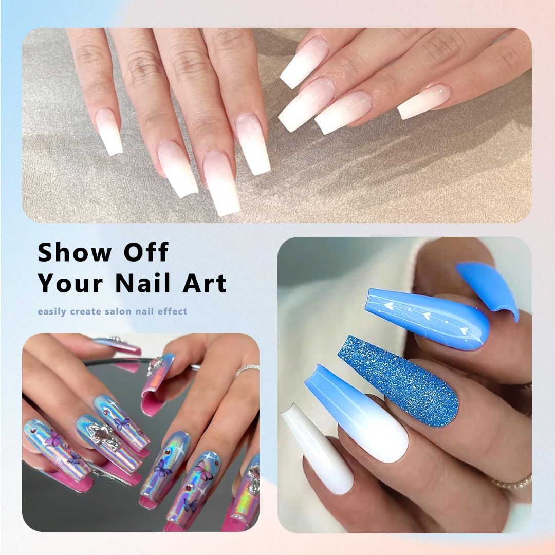 480PCS Nail Tips Clear False Nails Full Cover for Acrylic Fake Nails Kit 12 Sizes 2 Shapes Medium Coffin Medium Stiletto Pre-Shape for Salon Home DIY Gifts