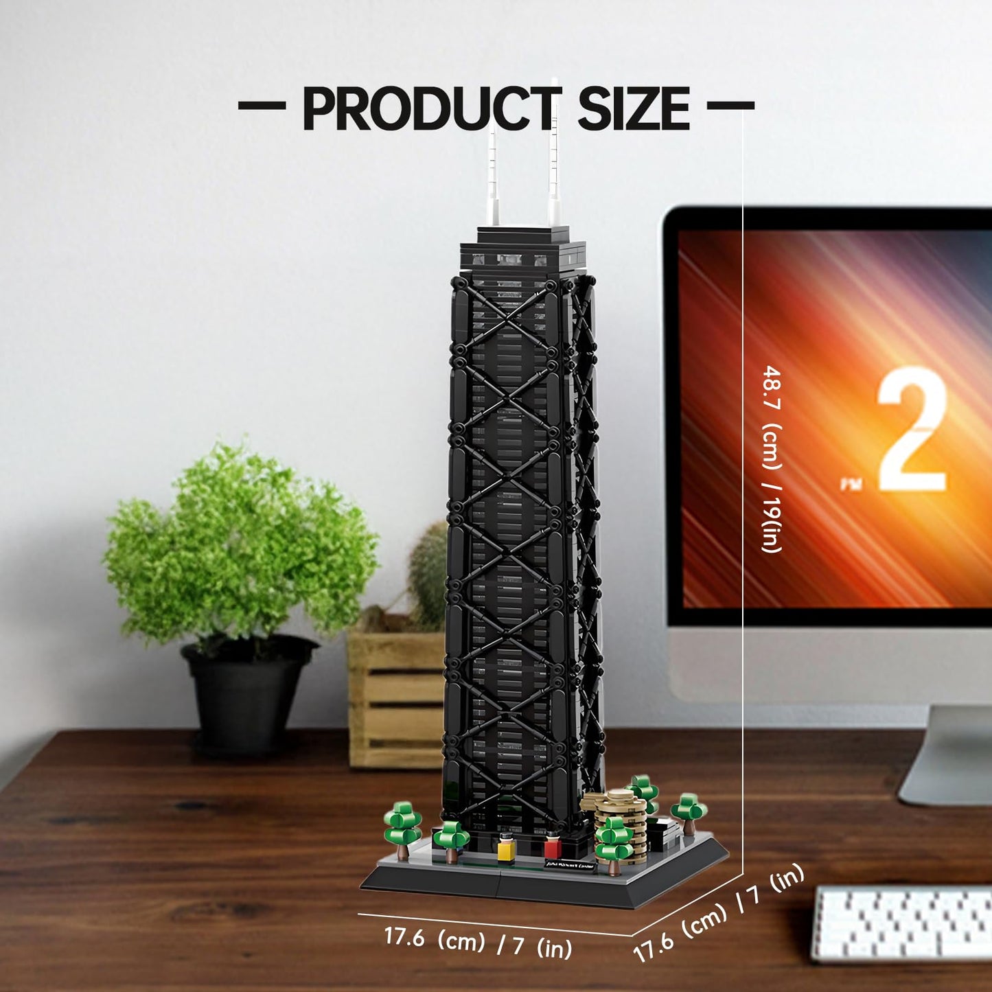 CSNRHG John Hancock Center Chicago Architecture Model Building Blocks Sets The Office Landmarks Skyline Set Toys Collection for Kids Adults 1284Pcs