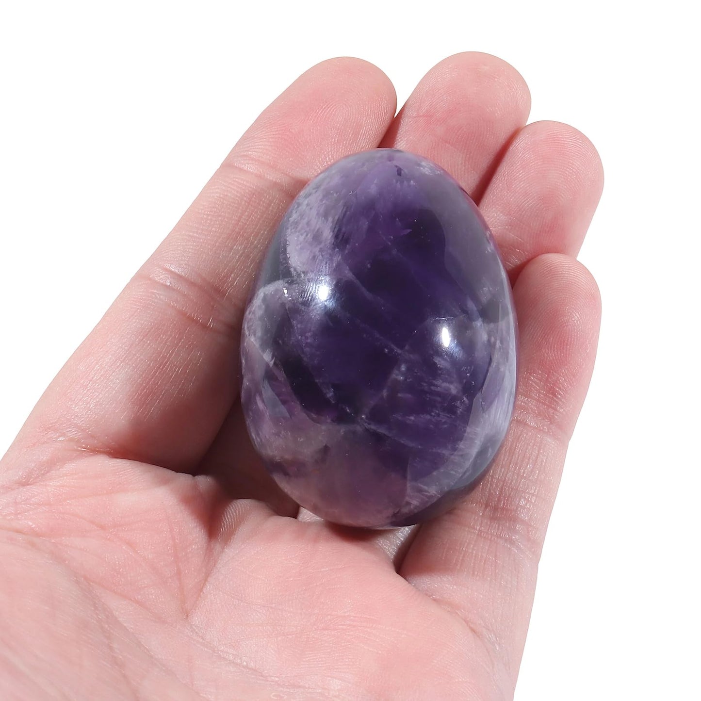 favoramulet Polished Stone Egg for Easter Day, Palm/Pocket/Worry Enegry Healing Crystal Display Sphere Figurine Fengshui, Amethyst 1.8" x 1.3"
