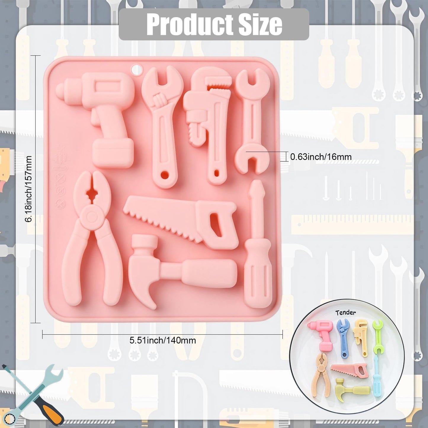 UR URLIFEHALL 2 Pcs Silicone Tool Molds Screwdriver Hammer Wrench Shape Chocolate Molds for Cake Decoration Candy Soap Cookie Ice Cube Crafts