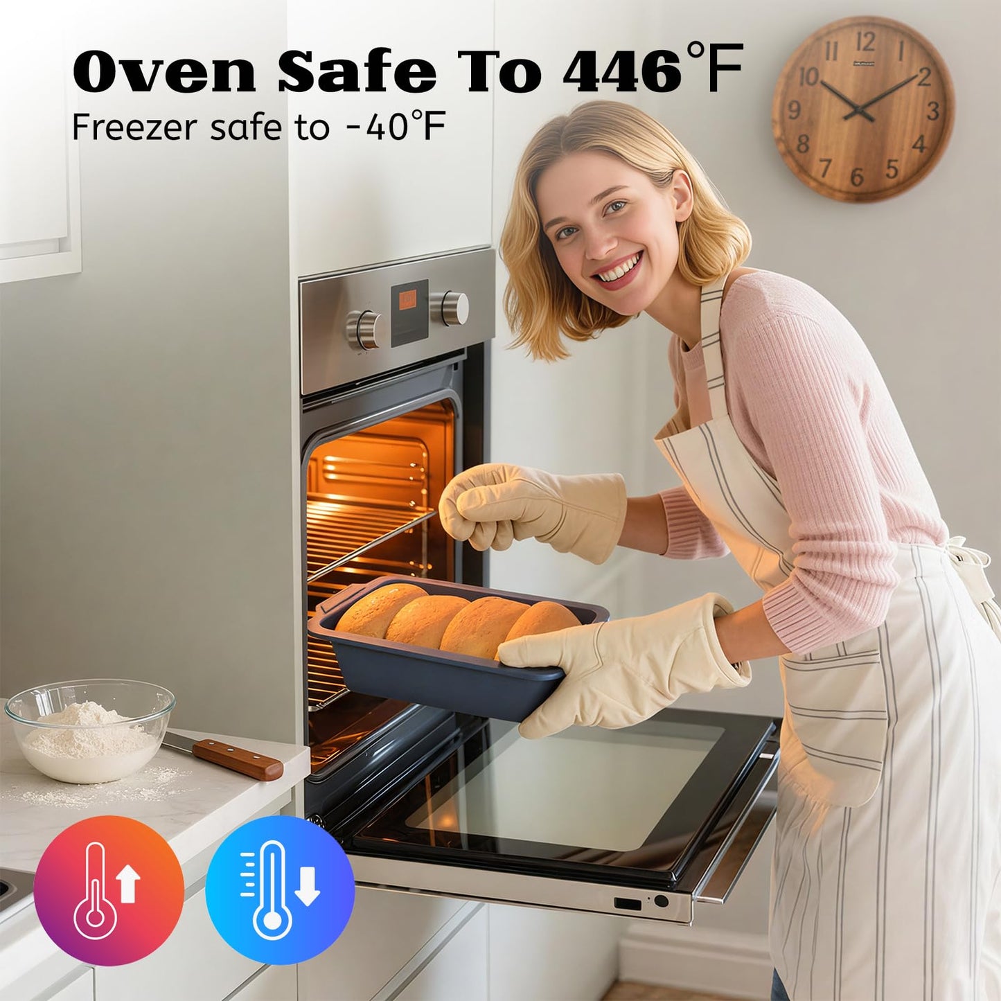 Bread Pan for Homemade Bread：9.5 x 5 Inch Silicone Loaf Pan for Baking with Metal Frame - Nonstick Banana Loaf Tin Tray for Sandwich Sourdough Pumpkin Sour Dough - for Oven Kitchen Home Bakers