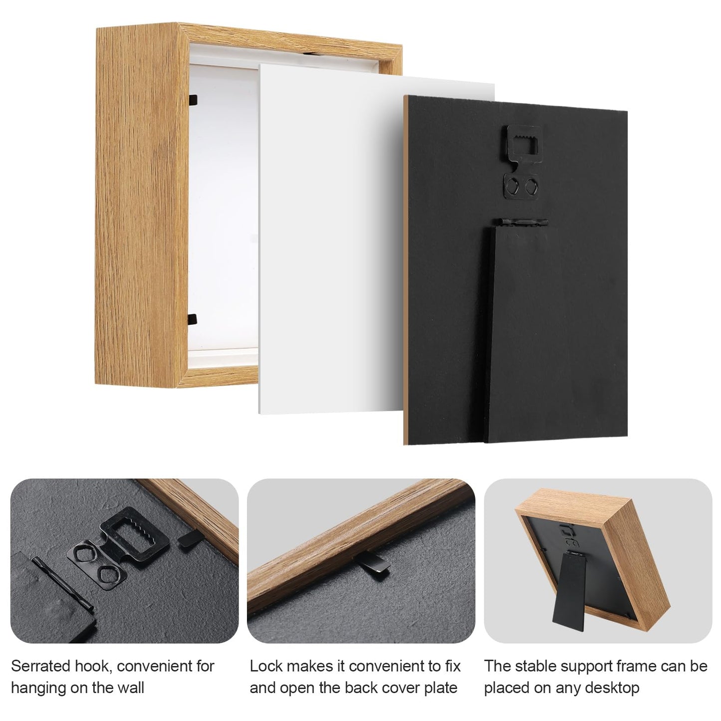 6 Pack Shadow Box Frame - 1.2" Deep Shadow Boxes 3D Picture Frame (6 Pcs/ Natural, 5"x5")