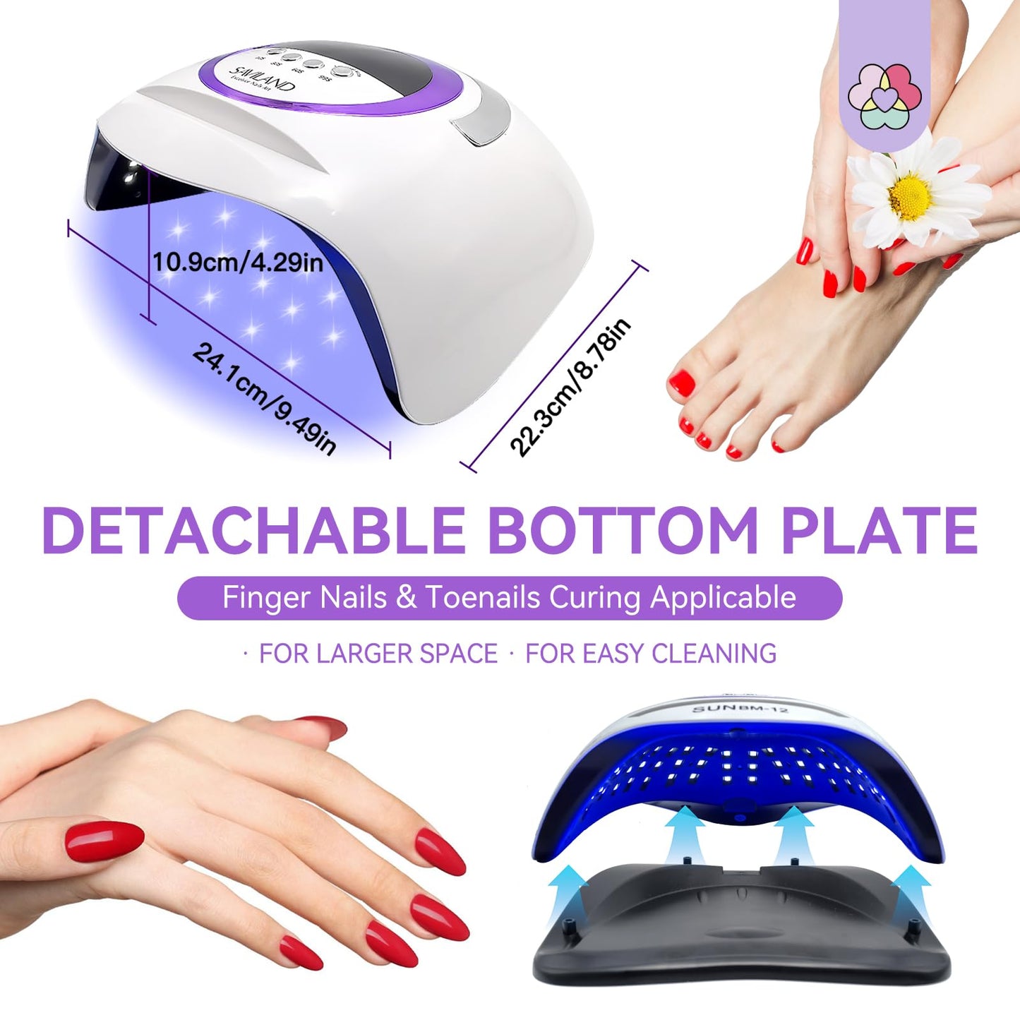 SAVILAND Cat Eye Magnetic for Nail: 9PCS Cat Eye Gel Nail Polish Magnet Tools Set Strong Suction 300W U V LED Nail Lamp: Motion Sensor Nail Dryer Super Fast Curing U V Light for Gel Nails wit