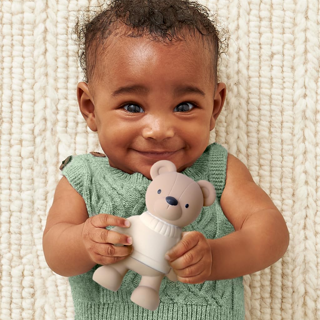 Itzy Ritzy Natural Rubber Teether – BPA-Free Soft & Durable Infant Teething Toy, Easy for Little Hands to Grab & Squeeze, Designed for Babies & Toddlers (Bear)