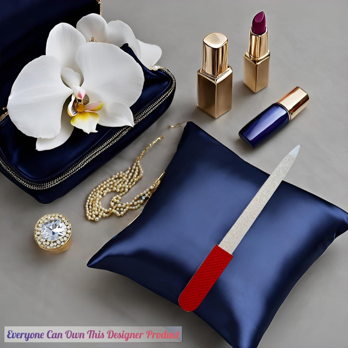Professional Ruby Red Sapphire Nail File – Fine & Coarse, 5" Stainless Steel, Double-Sided Metal File, Ergonomic Non-Slip Handle, for Natural, Gel, Acrylic Nails, Manicure & Pedicure Tool