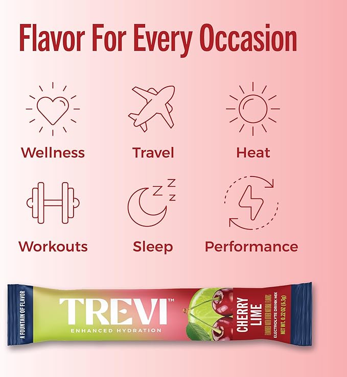 TREVI™ Sugar Free Electrolytes - Drink Mix Hydration Powder Packets - 28 Count - Cherry Lime
