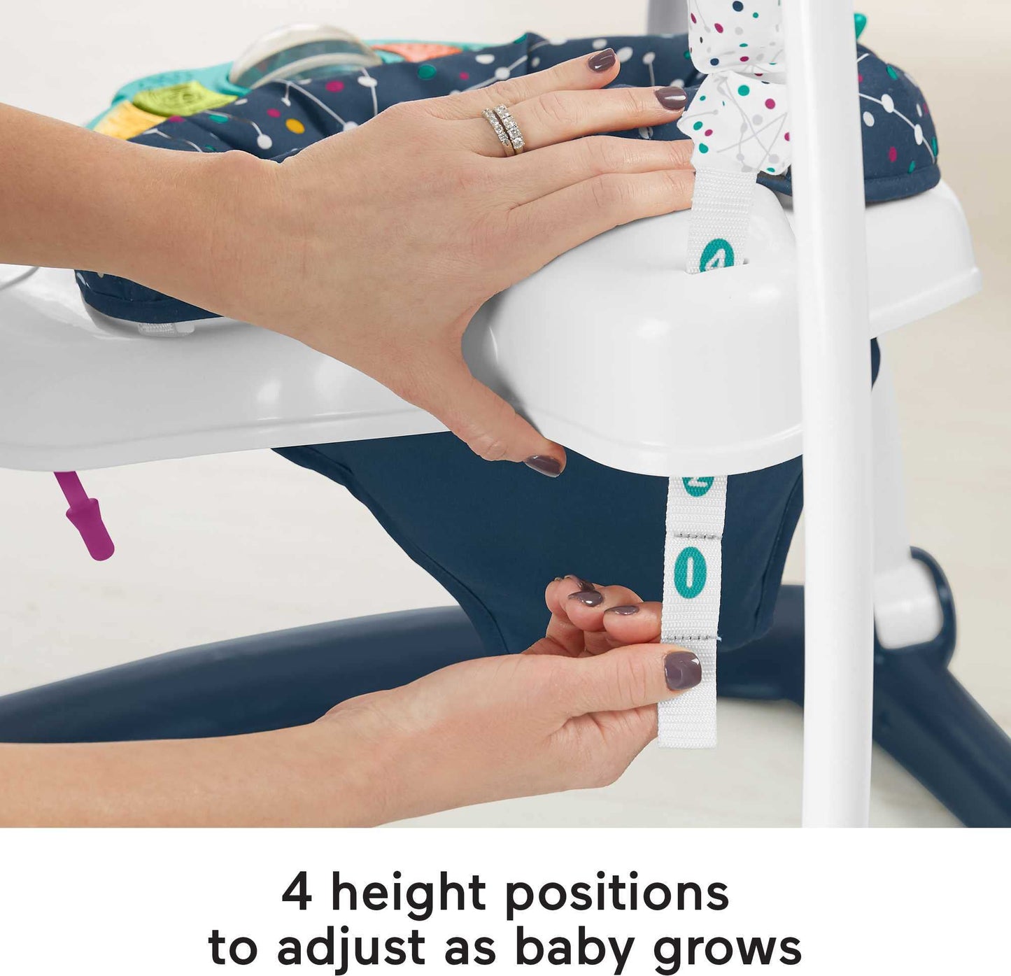 Fisher-Price Baby Bouncer SpaceSaver Jumperoo Musical Activity Center with Lights Sounds & Developmental Toys, Astro Kitty