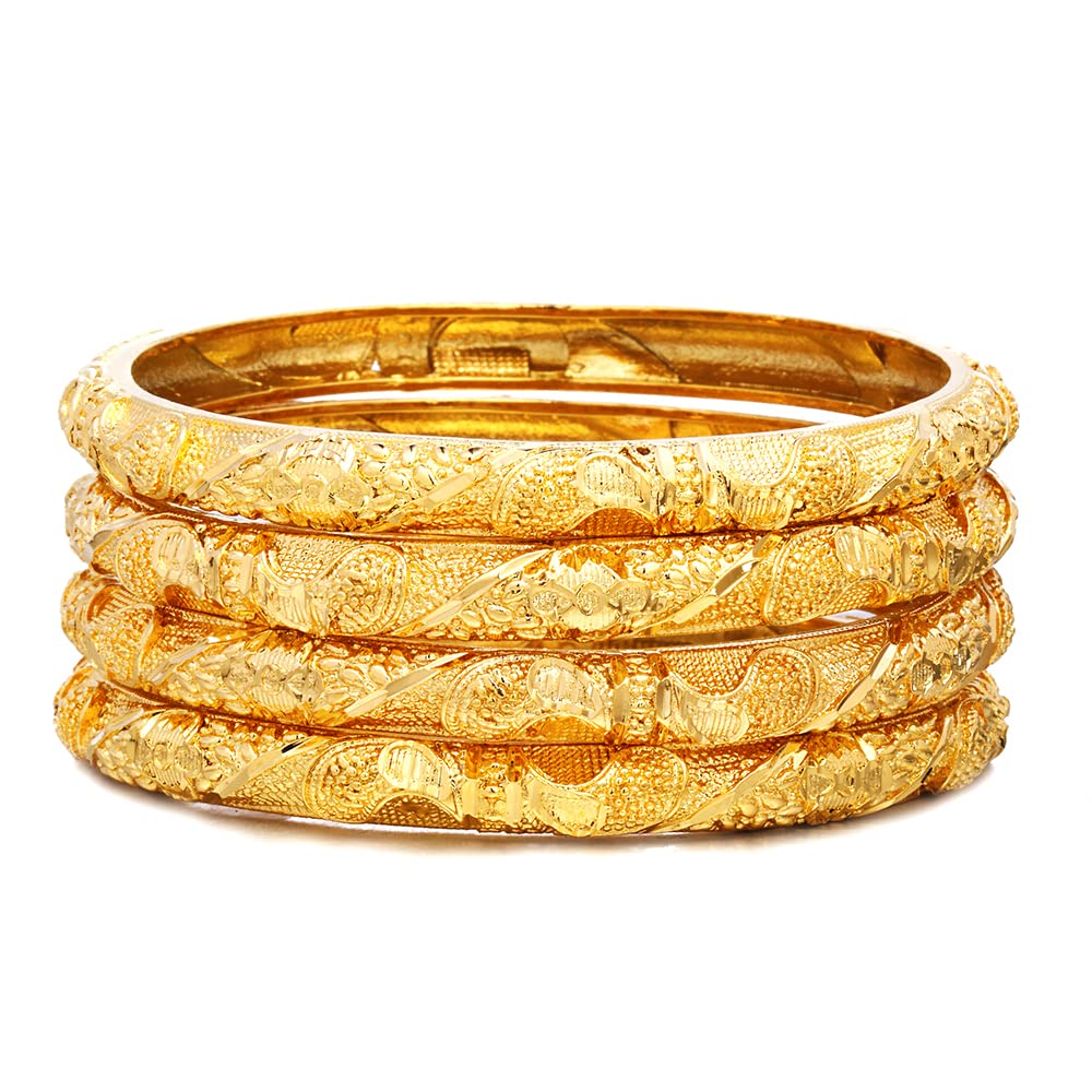 Ethlyn Large Sized Wrist Women Bracelets 2.7inch 18K Gold Plated Fixed Big Size Wrist Bangles Sets (4pcs /lot) (B213A)