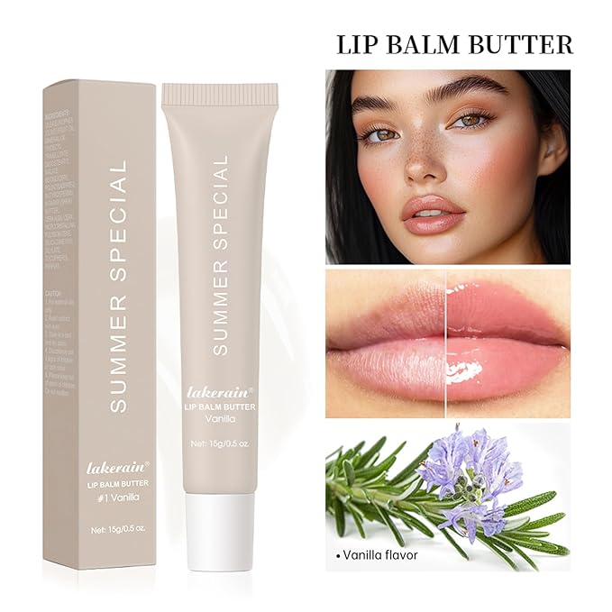 Lip Butter Balm for Hydration Shine, Mini Neutrals Lip Butter Balm Set Lip Care Prouct, Moisturizing Tinted Lip Balm Gloss Hydrating Oil for Women (#Vanilla)