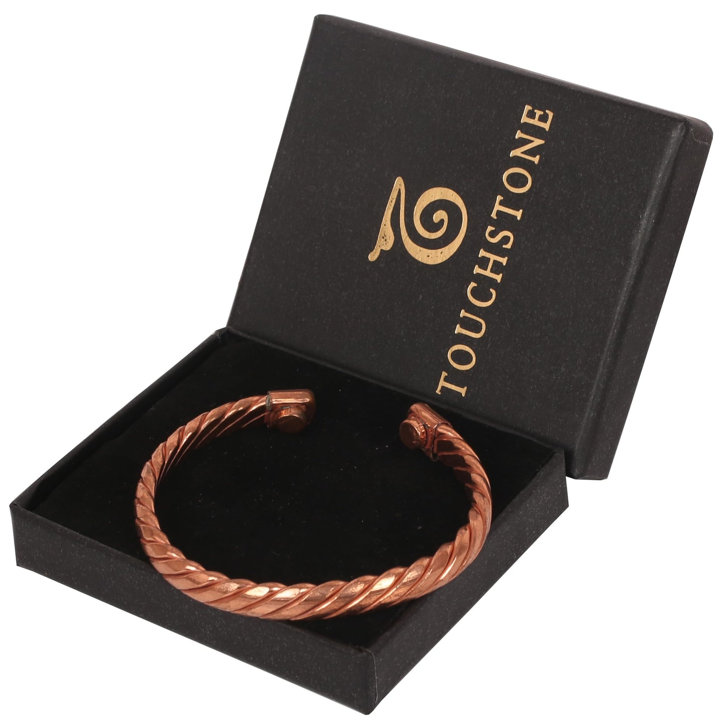Touchstone Copper magnetic bracelet Tibetan style. Hand forged with solid and high gauge pure copper. Twisted rope look.
