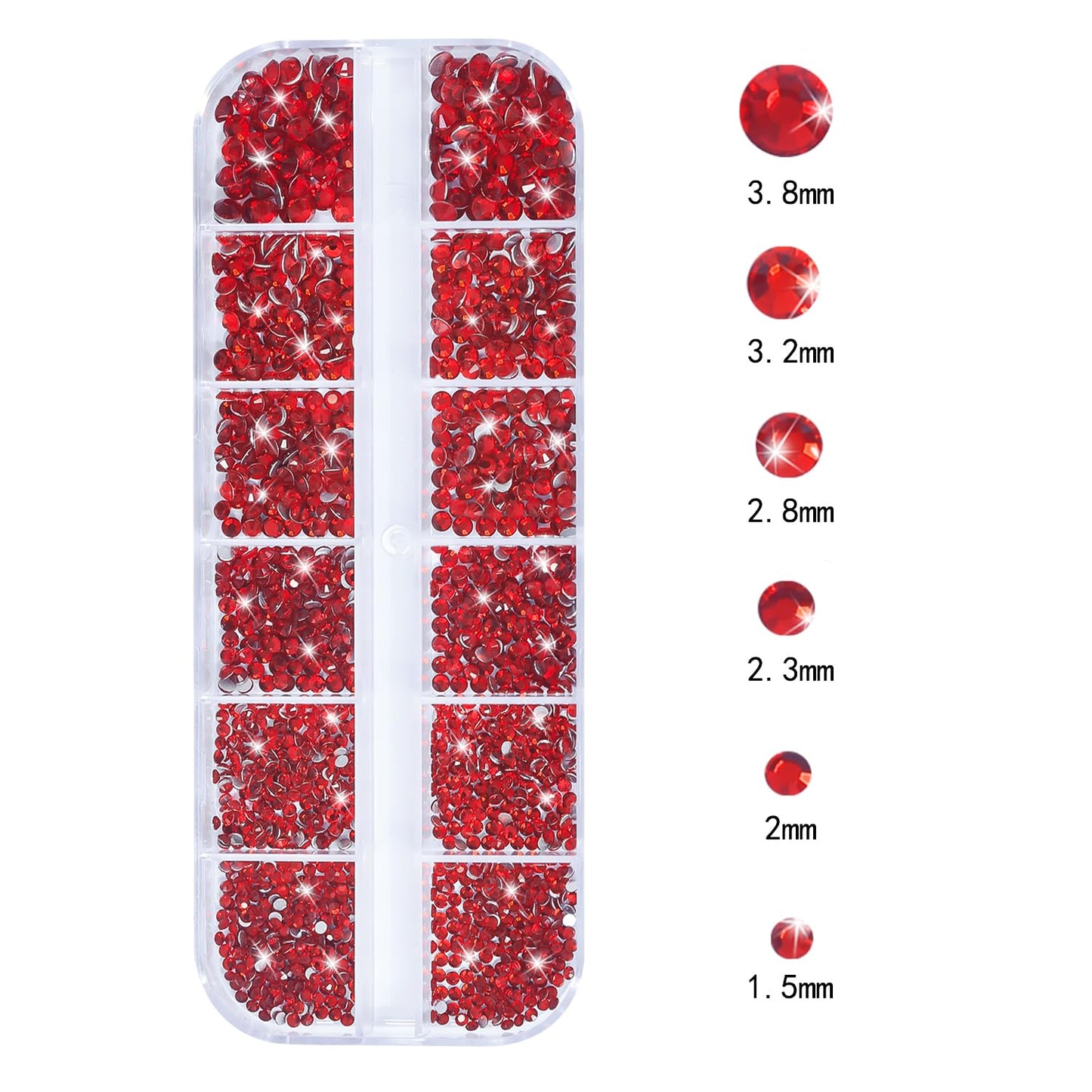 Nail Rhinestones - 3D Multi Shape Size, Flat Back, Crystals Manicure Rhinestones Charms, Red Nail Gems, with Kit, for Nail Art, Bedazzling Acrylic Nails, DIY Decor