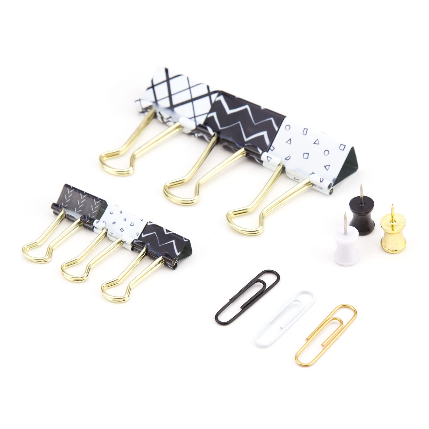 U Brands Office Accessory Kit, Office Supplies (Black, White and Gold)