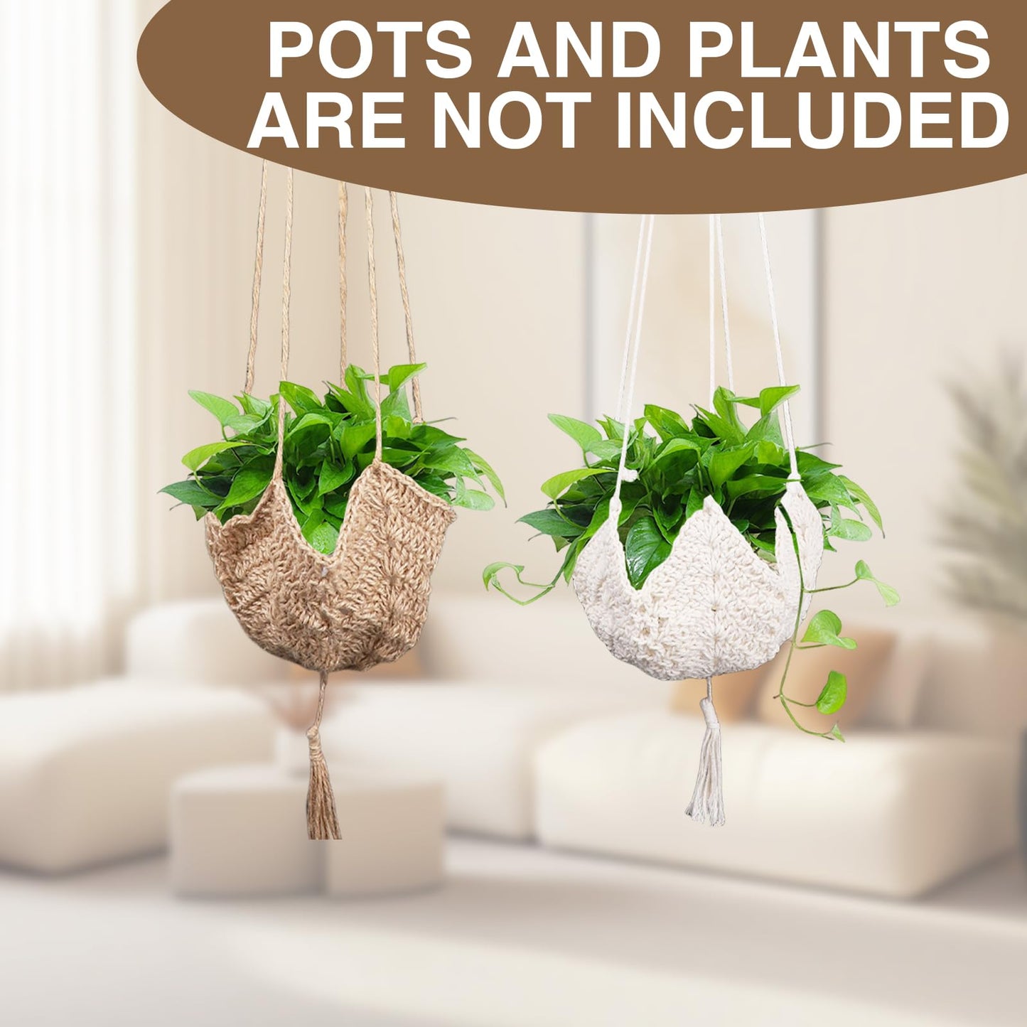 NAFJYR 4 Pcs Macrame Plant Hanger, Hanging Hangers Planters for Indoor Outdoor