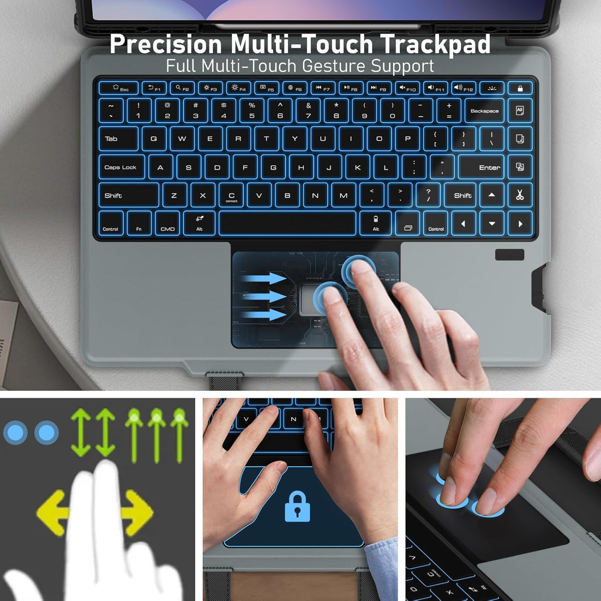 Nillkin for Samsung Galaxy Tab S10 Ultra Carry Go Portable Handle Detachable Keyboard Case with 7 Backlit, Kickstand, Trackpad, S Pen Holder, S9 Ultra 5G (14.6 inch)
