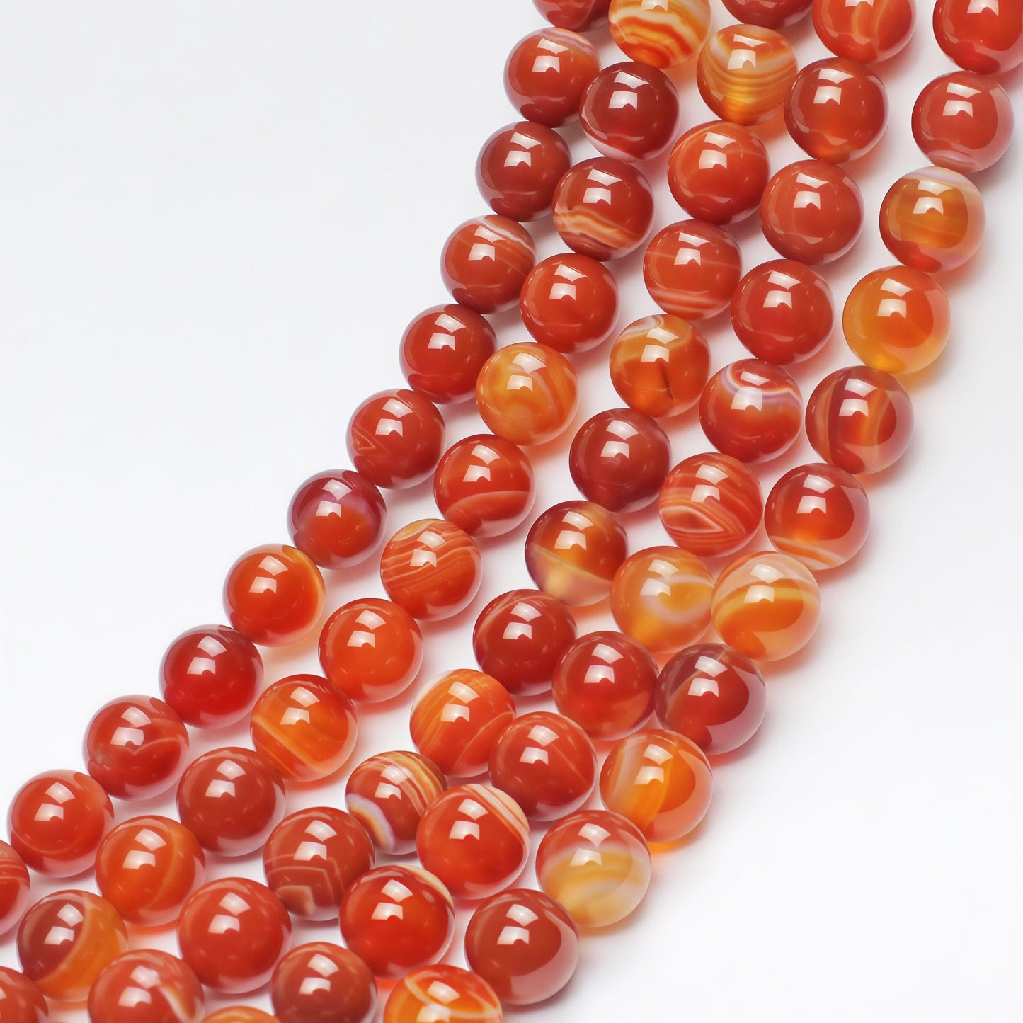 MJDCB Natural Red Striped Agate Beads Round Loose Beads for Jewelry Making DIY Bracelet Necklace (6mm)
