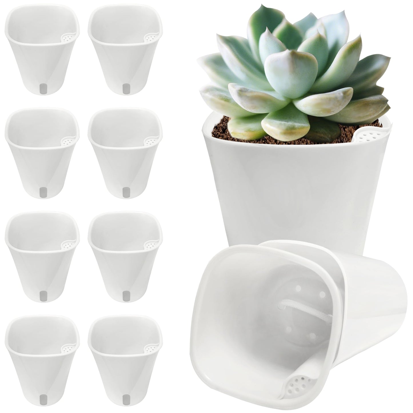 3" Self Watering Pots - 10 Sets Planter Pots for Indoor Plants With Water Level Indicator and Multiple Vents - for House Plants, Flowers, Herbs