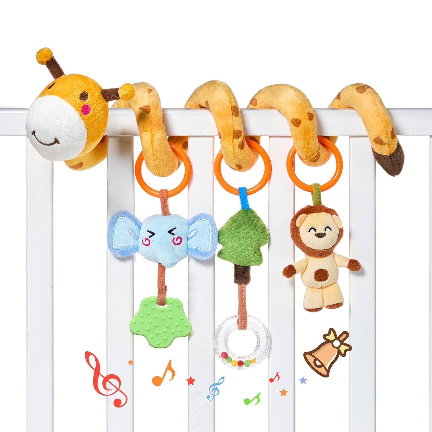 TUMAMA KIDS Spiral Car Seat & Stroller Activity Toy - Giraffe Textured Play Activity Toy for Sensory Exploration and Engagement, Ages 0 and Up