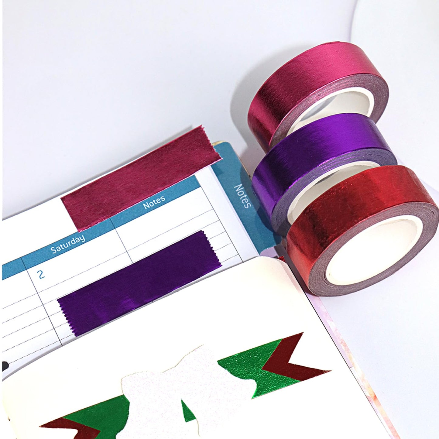 Mogoostry 12 Rolls Solid Foil Washi Tape Decorative Metallic Foil Tape 15mm x 10 Meters Self Adhesive Aesthetic Masking Tape for DIY Art Crafts Journals Scrapbooks Decor Projects