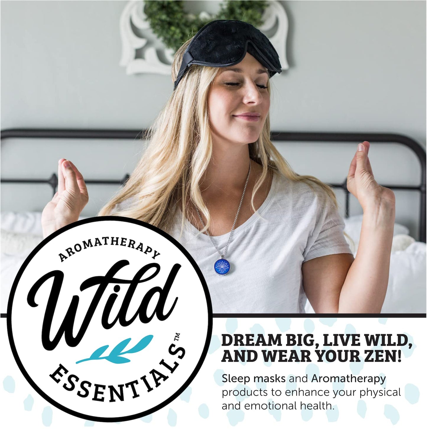 Wild Essentials Silver Aum Om Necklace Essential Oil Diffuser 6 Refill Pads, Calming Aromatherapy Gift Set, Customizable Color Changing, Perfume