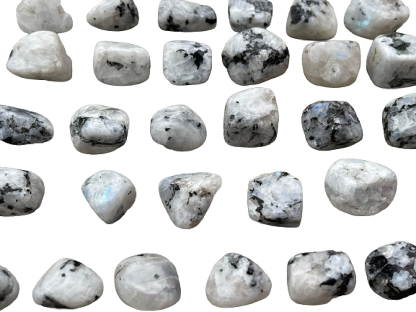 GAF TREASURES 5 Pcs Rainbow Moonstone Tumbled Stones, Polished Rainbow Moonstone Gemstone, Rainbow Moonstone Healing Crystals (Rainbow Moonstone)