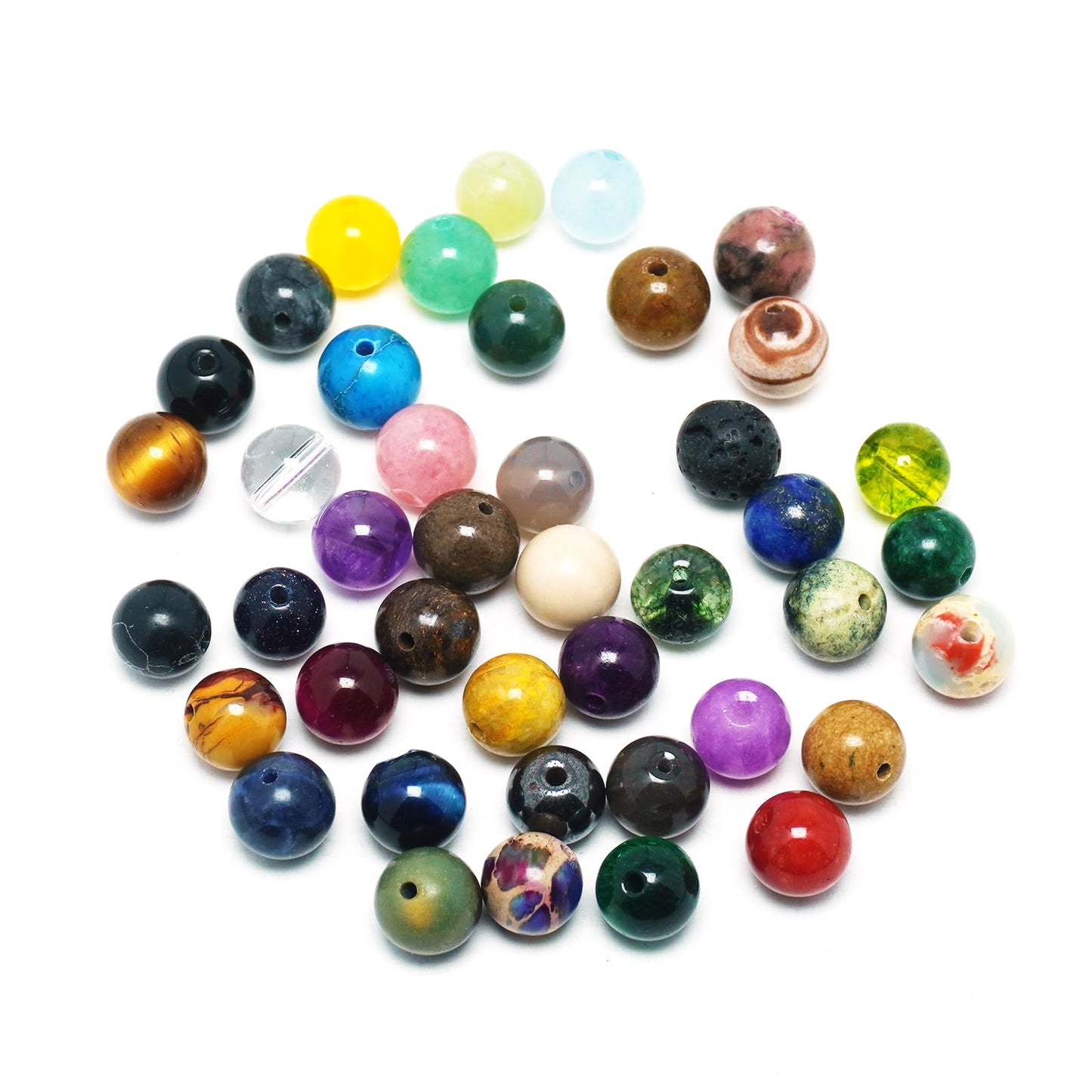 DIQIO Natural Stone Beads - Picture Jasper for Jewelry Making, 6mm Round Beads (58-60pcs)