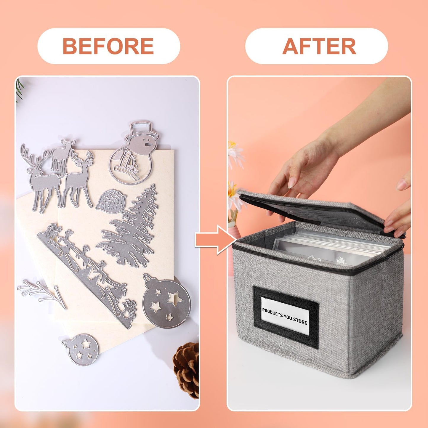 Mingting Die Cut Storage Box,Die Cut Storage Organizer,Fully-Padded Inside with Sturdy Construction, Magnetic Sheets for Dies Storage ,Scrapbooking Paper,Picture,Photo(no magnet sheet)