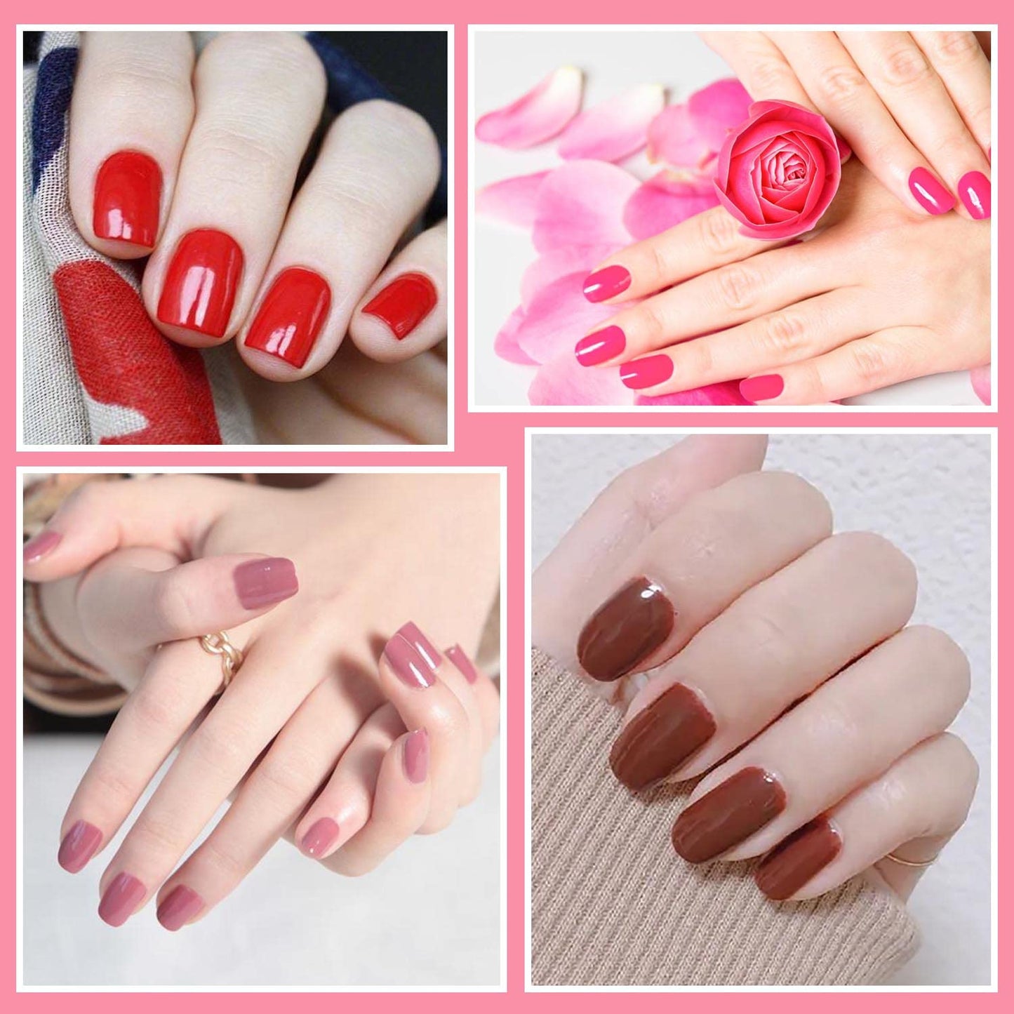 SILPECWEE 16 Sheets Nail Polish Strips Red Plaid Solid Color Nail Wraps for Women Self Adhesive Nail Polish Stickers Gel Nail Strips Fingernail Manicure Sticker Nail Art
