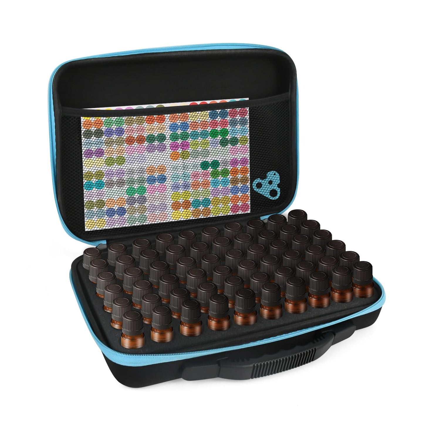 Essential Oil Storage Organizer,60 Bottle EVA Essential Oil Case Essential Oils Box,Essential Oil Storage Carrying Case Holds 5ml- 15ml For Doterra & Young Living,Come with Labels & Bottle (Blue)