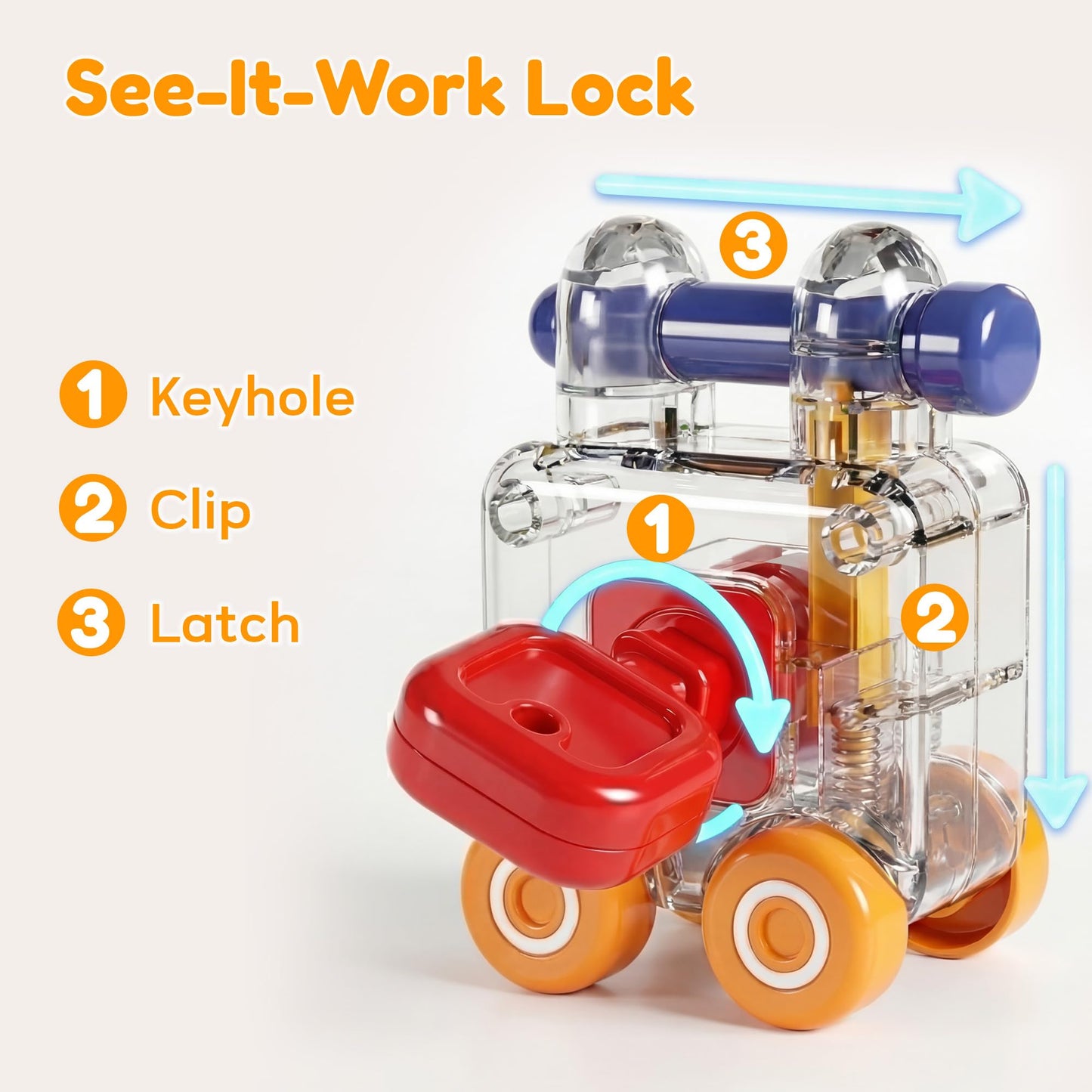 iPlay, iLearn Toddler Lock Key Toy, Montessori Learning Sorting Matching Toy, Baby Fine Motor Development, Infant Activity Push Car, Educational Birthday Gift 12 18 Month 1 2 3 Year Old Kid Boy Girl