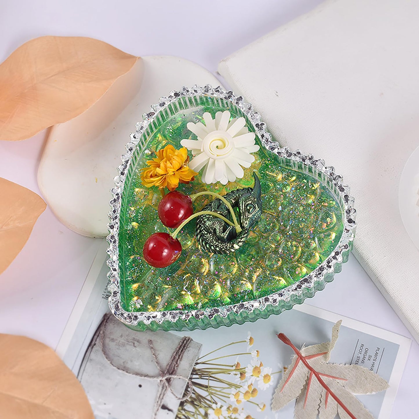 Ashtray Resin Casting Heart Shape Silicone Handcraft Jewelry Dish Plate Epoxy Mold Home Decor Tool Heart Tray Silicone Mold