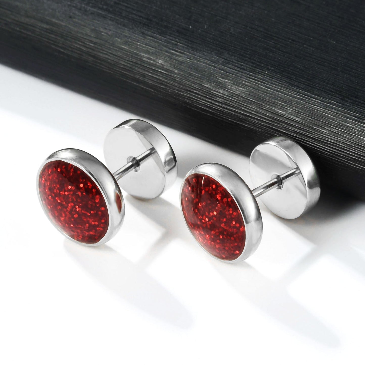Titanium Red Screw Flat Back Earrings Hypoallergenic for Sensitive Ears Barbell Surgical Stainlesss Steel Screw Back Earrings for Women Men Punk Helix Piercing Ear Studs