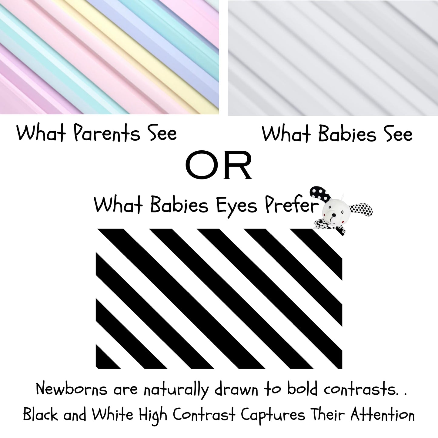 High Contrast Baby Security Blanket-Soft Sensory Lovey for Babies-Red, Black and White Blankie Comfort Toy (Spot the Pup)