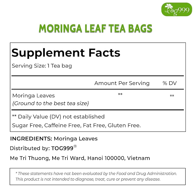 TOG999, Premium Tea Bags, 100% Natural & Pure, Loose Leaf Herbal Tea. No Sugar, No Gluten, Vegan. (60 Bags, Plantain Tea)