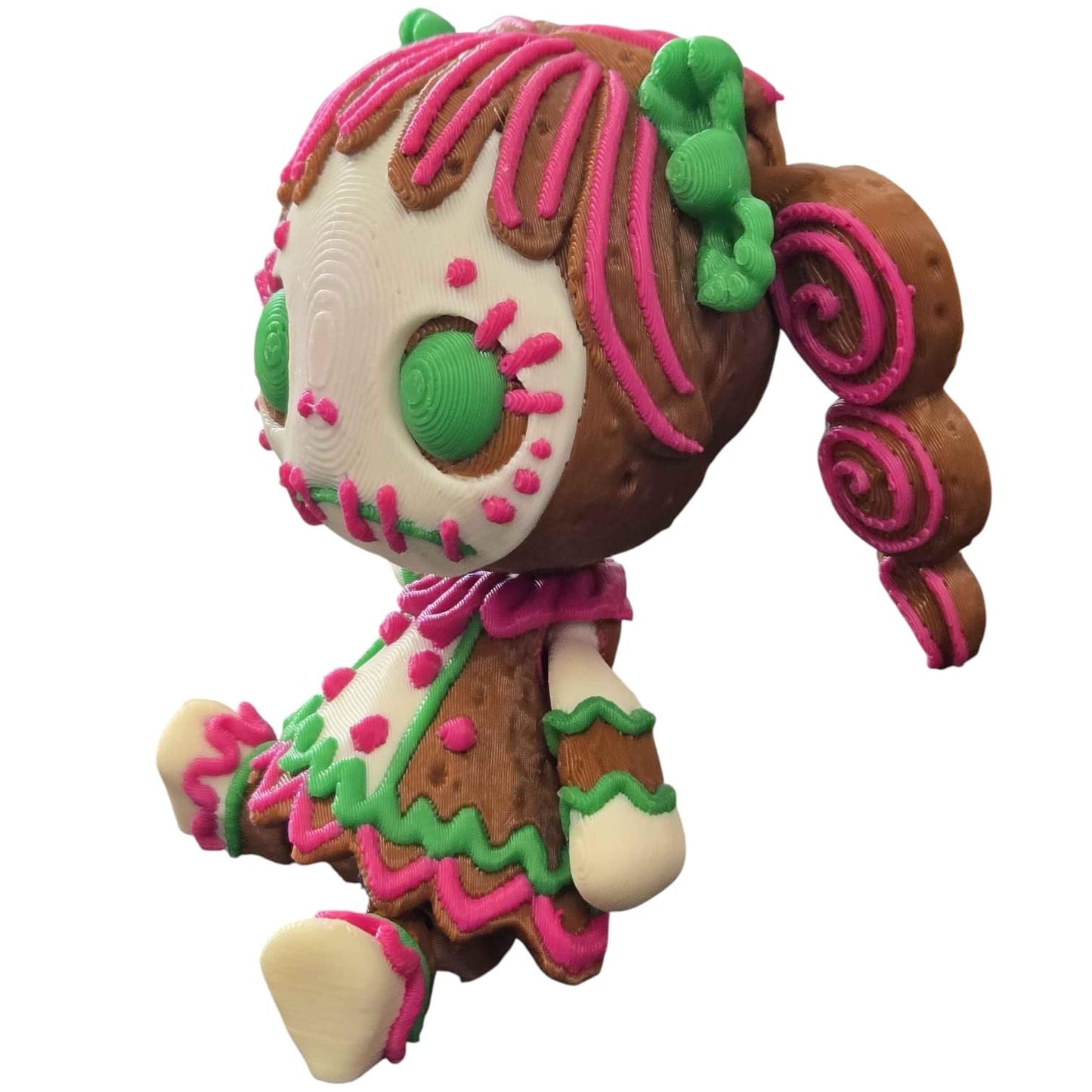 Articulated Twisty Creepy Gingerbread Girl Figurine – Spooky Charming Candycore Aesthetic Holiday Shelf Decor - 3D Printed in Canada
